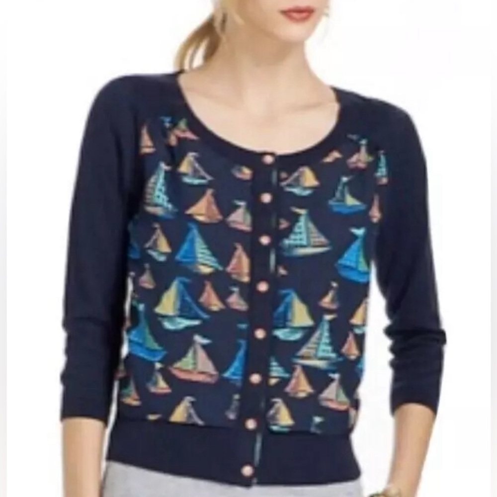 ANTHROPOLOGIE HRW MONOGRAM SAILBOAT CARDIGAN